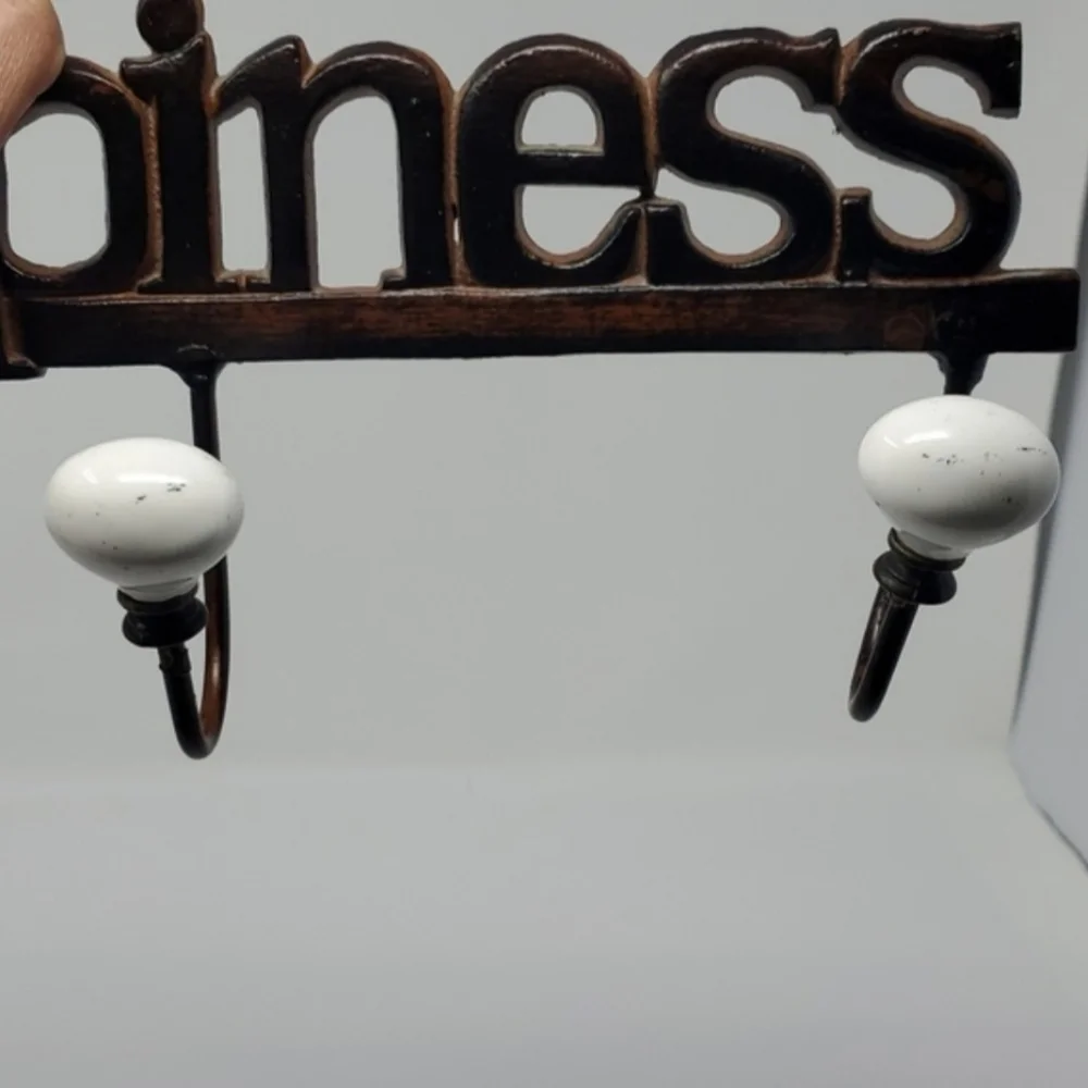 Vintage Cast Iron HAPPINESS Coat Rack